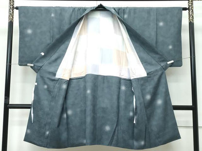 平和屋着物＃極上　道中着　ロング丈　蛍暈し　柳煤竹色地　逸品　CZAA4894s6