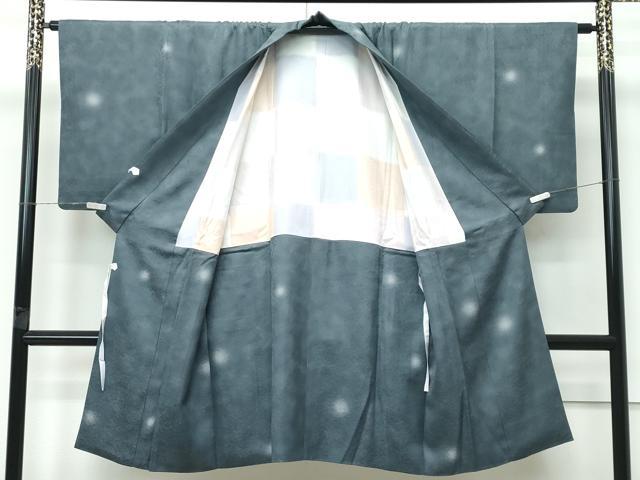 平和屋着物＃極上　道中着　ロング丈　蛍暈し　柳煤竹色地　逸品　CZAA4894s6