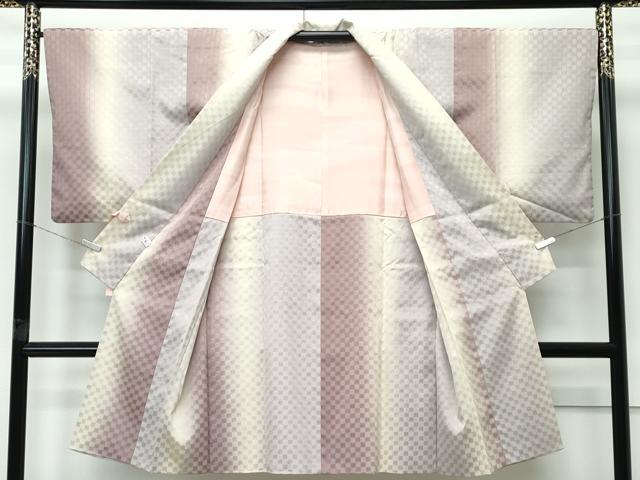 平和屋着物＃極上　道中着　ロング丈　市松紋紗　暈し染め　逸品　CZAA4895s6