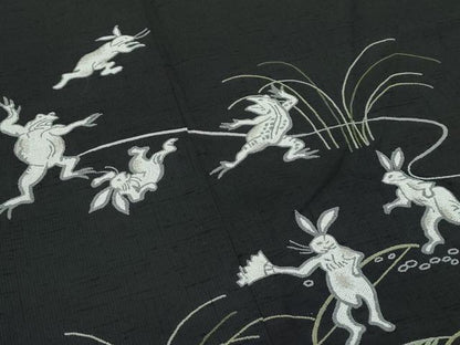 平和屋本店●極上 訪問着 紬地 中国三大刺繍 総相良刺繍 黒地 やまと誂製 逸品 CZAA4899s6
