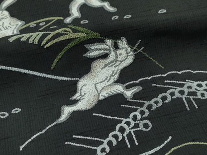 平和屋本店●極上 訪問着 紬地 中国三大刺繍 総相良刺繍 黒地 やまと誂製 逸品 CZAA4899s6