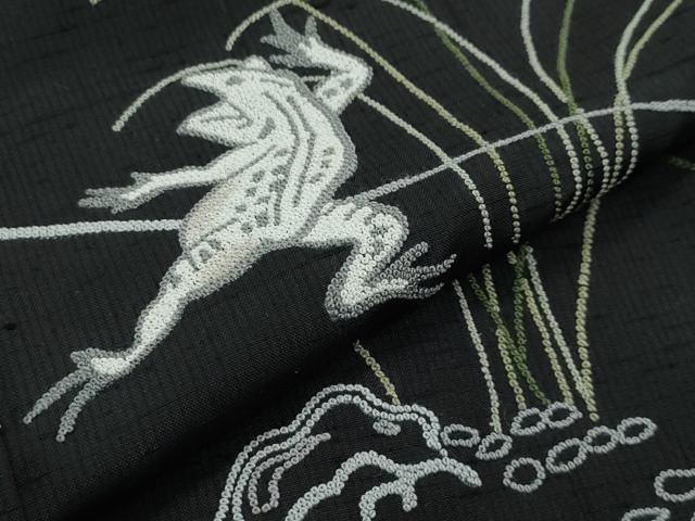 平和屋本店●極上 訪問着 紬地 中国三大刺繍 総相良刺繍 黒地 やまと誂製 逸品 CZAA4899s6