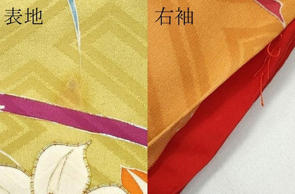 平和屋着物●極上　アンティーク　大正ロマン　小振袖　駒刺繍　花車文　暈し染め　金銀彩　逸品　CZAA4906s6