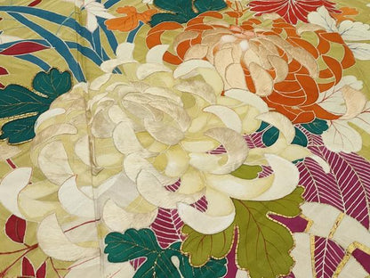 平和屋着物●極上　アンティーク　大正ロマン　小振袖　駒刺繍　花車文　暈し染め　金銀彩　逸品　CZAA4906s6