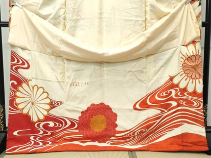 平和屋本店●極上　アンティーク　大正ロマン　振袖　駒刺繍　正倉院飛鶴花文　黒地　金彩　逸品　CZAA4907s6