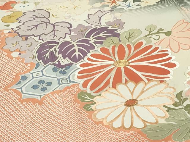 平和屋着物●極上 アンティーク 大正ロマン 振袖 駒刺繍 中国三大刺繍 相良刺繍 鳳凰飛鶴吉祥花 暈し染め 黒地 金彩 逸品 CZAA4908s6