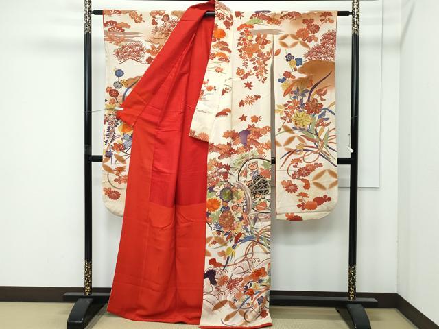 平和屋本店●極上 アンティーク 大正ロマン 振袖 駒刺繍 鼓草花文 暈し染め 金糸 逸品 CZAA4909s6