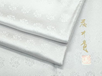 平和屋本店●極上　皇室献上作家　藤井寛監修　色無地　枯野色　草花地紋　逸品　CZAA4911s6