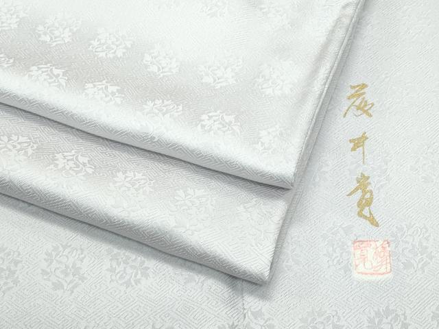 平和屋本店●極上　皇室献上作家　藤井寛監修　色無地　枯野色　草花地紋　逸品　CZAA4911s6