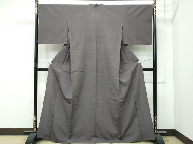 平和屋着物▽極上　本塩沢　単衣　縞　紅消鼠色地　逸品　CZAA4913s6