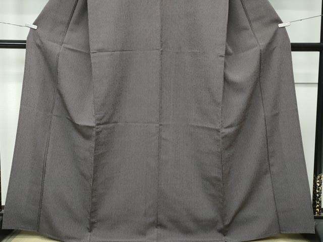 平和屋着物▽極上　本塩沢　単衣　縞　紅消鼠色地　逸品　CZAA4913s6