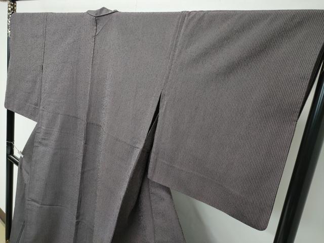平和屋着物▽極上　本塩沢　単衣　縞　紅消鼠色地　逸品　CZAA4913s6