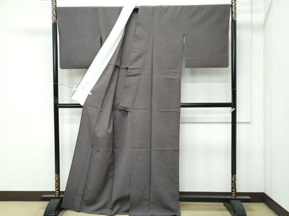 平和屋着物▽極上　本塩沢　単衣　縞　紅消鼠色地　逸品　CZAA4913s6