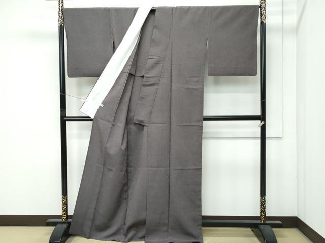 平和屋着物▽極上　本塩沢　単衣　縞　紅消鼠色地　逸品　CZAA4913s6