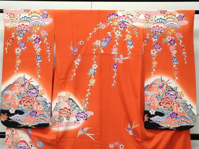 平和屋着物[]極上　七五三　女の子　7歳　祝着　型染め　遠山花鳥文　暈し染め　逸品　CZAA4917s6