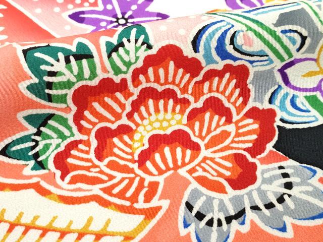 平和屋着物[]極上　七五三　女の子　7歳　祝着　型染め　遠山花鳥文　暈し染め　逸品　CZAA4917s6