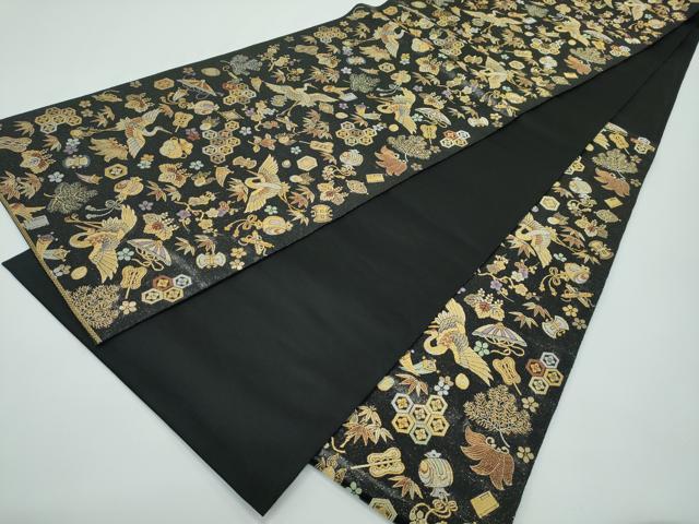 平和屋着物●極上　六通柄袋帯　瑞祥宝尽文　黒地　金銀糸　逸品　CZAA4925s6