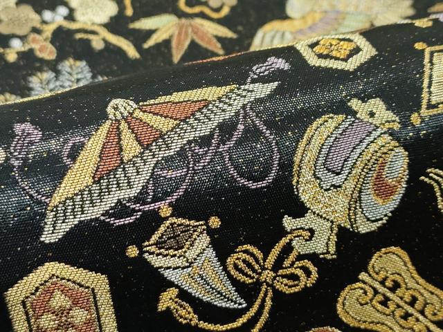 平和屋着物●極上　六通柄袋帯　瑞祥宝尽文　黒地　金銀糸　逸品　CZAA4925s6