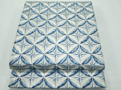 平和屋着物●極上　両面　六通柄袋帯　七宝文　花織　銀糸　逸品　未使用　CZAA4936s6