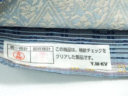 平和屋着物●極上　両面　六通柄袋帯　七宝文　花織　銀糸　逸品　未使用　CZAA4936s6