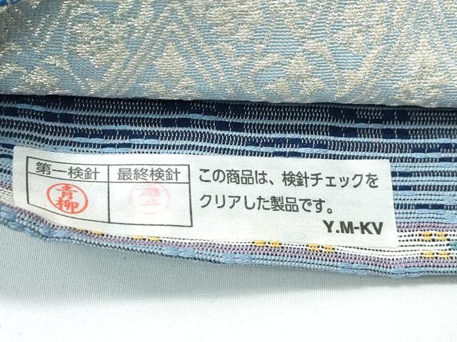 平和屋着物●極上　両面　六通柄袋帯　七宝文　花織　銀糸　逸品　未使用　CZAA4936s6