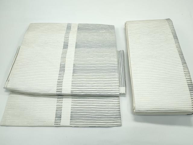 平和屋着物●極上 伝統工芸士 真鍋丈助 つけ帯 間道 銀糸 逸品 CZAA4945s6