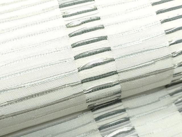平和屋着物●極上 伝統工芸士 真鍋丈助 つけ帯 間道 銀糸 逸品 CZAA4945s6