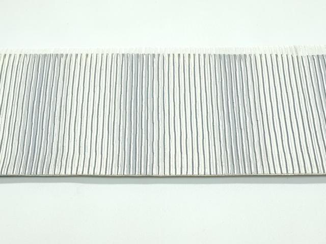 平和屋着物●極上 伝統工芸士 真鍋丈助 つけ帯 間道 銀糸 逸品 CZAA4945s6