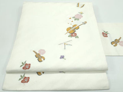平和屋着物●極上　九寸名古屋帯　唐織　楽器草花文　逸品　CZAA4957s6