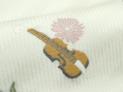 平和屋着物●極上　九寸名古屋帯　唐織　楽器草花文　逸品　CZAA4957s6