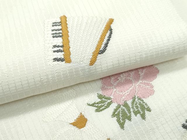 平和屋着物●極上　九寸名古屋帯　唐織　楽器草花文　逸品　CZAA4957s6