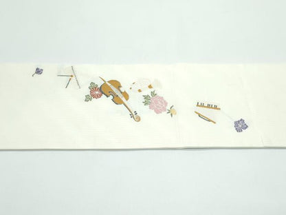 平和屋着物●極上　九寸名古屋帯　唐織　楽器草花文　逸品　CZAA4957s6