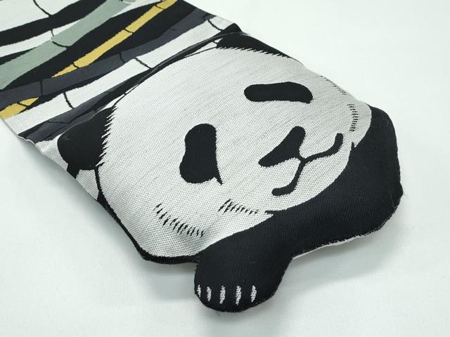 平和屋本店●極上 西陣 田中伝 両面 半幅帯 竹 パンダ ぱんだ 逸品 未使用 CZAA4960s6