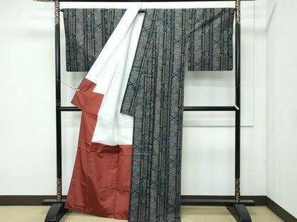 平和屋本店●極上 都喜ヱ門 本場大島紬 ９マルキ 更紗奄美 藤絹織物謹製 証紙付き 逸品 CZAA4962s6