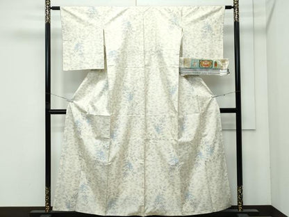 平和屋着物●極上　本場大島紬　白大島　９マルキ　草花文　栄信創　山本織物謹製　やまと誂製　証紙付き　逸品　未使用　CZAA4963s6