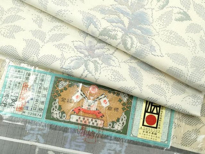 平和屋着物●極上　本場大島紬　白大島　９マルキ　草花文　栄信創　山本織物謹製　やまと誂製　証紙付き　逸品　未使用　CZAA4963s6