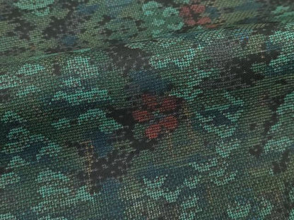 平和屋着物●極上　本場大島紬　吉三郎　９マルキ　樹林花文　反端付き　逸品　CZAA4964s6