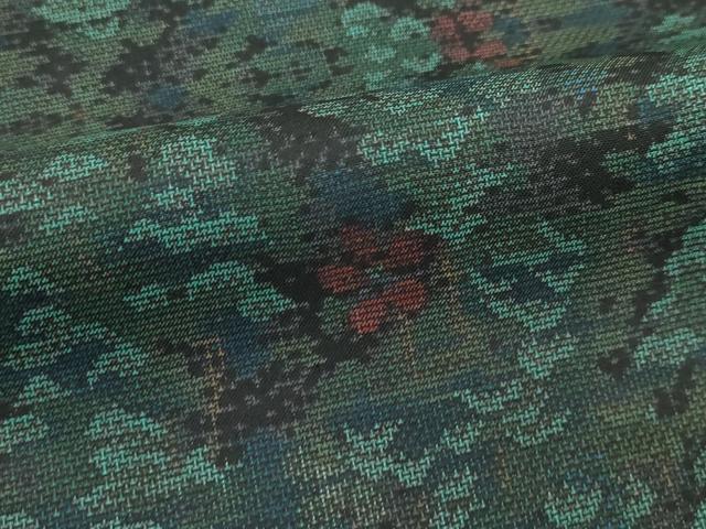 平和屋着物●極上　本場大島紬　吉三郎　９マルキ　樹林花文　反端付き　逸品　CZAA4964s6
