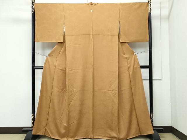 平和屋着物●極上　色無地　黄唐茶色　紗綾形地紋　逸品　CZAA4967s6
