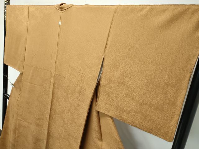 平和屋着物●極上　色無地　黄唐茶色　紗綾形地紋　逸品　CZAA4967s6