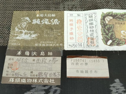 平和屋着物●極上　都喜ヱ門　本場大島紬　９マルキ　西欧の夢　藤絹織物謹製　証紙付き　逸品　CZAA4971s6
