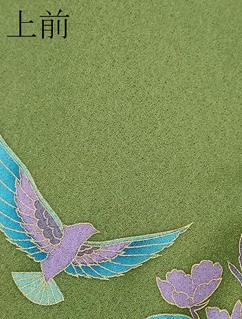 平和屋着物●極上　染色作家　斉藤三才　三才鳥　訪問着　枝花文　暈し染め　金彩　草色地　逸品　未使用　CZAA4976s6