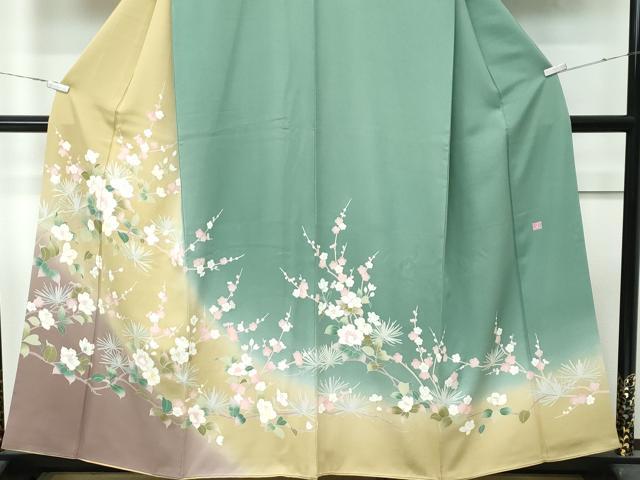 平和屋着物●極上　訪問着　友禅　作家物　梅松花文　暈し染め　逸品　CZAA4979s6