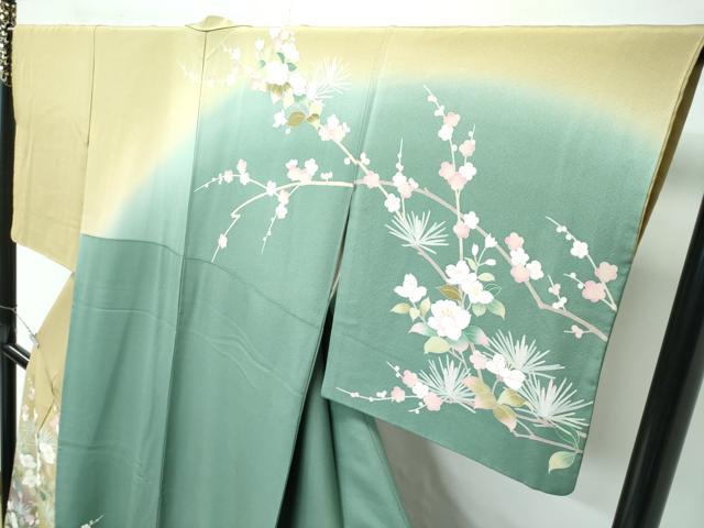 平和屋着物●極上　訪問着　友禅　作家物　梅松花文　暈し染め　逸品　CZAA4979s6