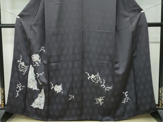 平和屋着物●極上　訪問着　総刺繍　更紗唐草文　金糸　檳榔子染色地　逸品　CZAA4980s6