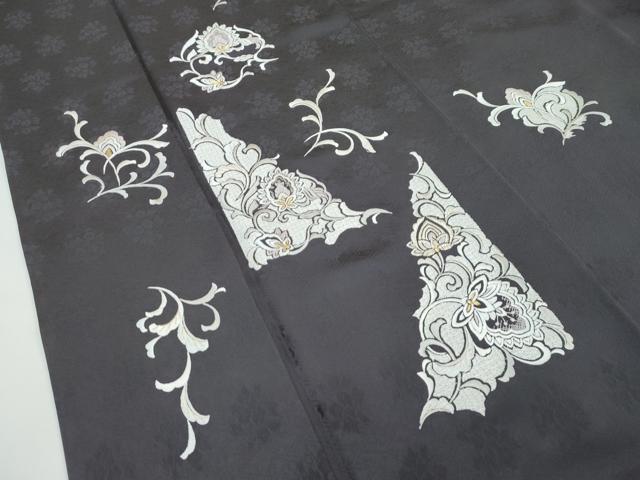 平和屋着物●極上　訪問着　総刺繍　更紗唐草文　金糸　檳榔子染色地　逸品　CZAA4980s6