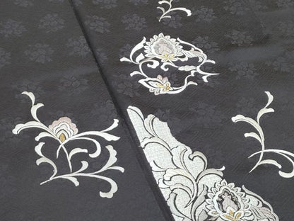 平和屋着物●極上　訪問着　総刺繍　更紗唐草文　金糸　檳榔子染色地　逸品　CZAA4980s6