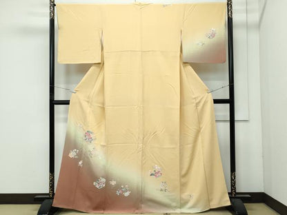平和屋着物●極上　訪問着　草花文　暈し染め　飴色地　逸品　CZAA4981s6