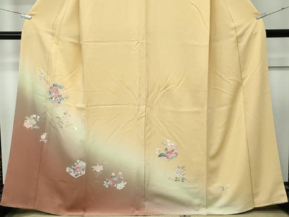 平和屋着物●極上　訪問着　草花文　暈し染め　飴色地　逸品　CZAA4981s6