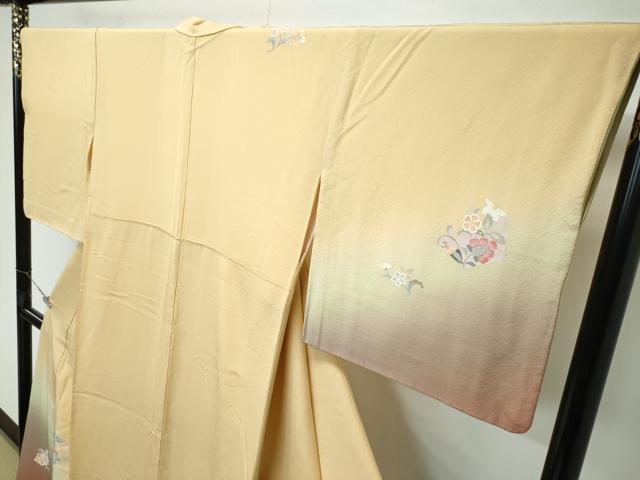 平和屋着物●極上　訪問着　草花文　暈し染め　飴色地　逸品　CZAA4981s6